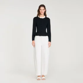 Removable collar peplum cardigan