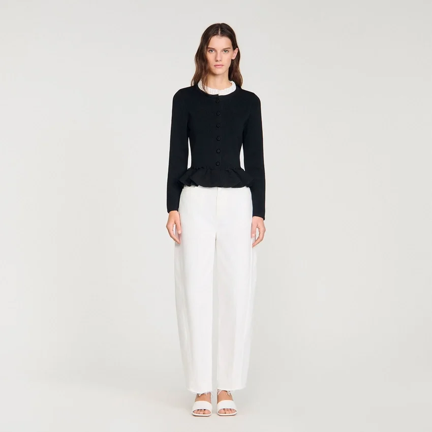 Removable collar peplum cardigan Removable collar peplum cardigan