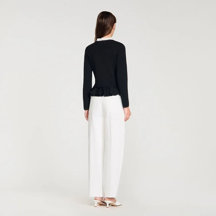 Removable collar peplum cardigan Removable collar peplum cardigan