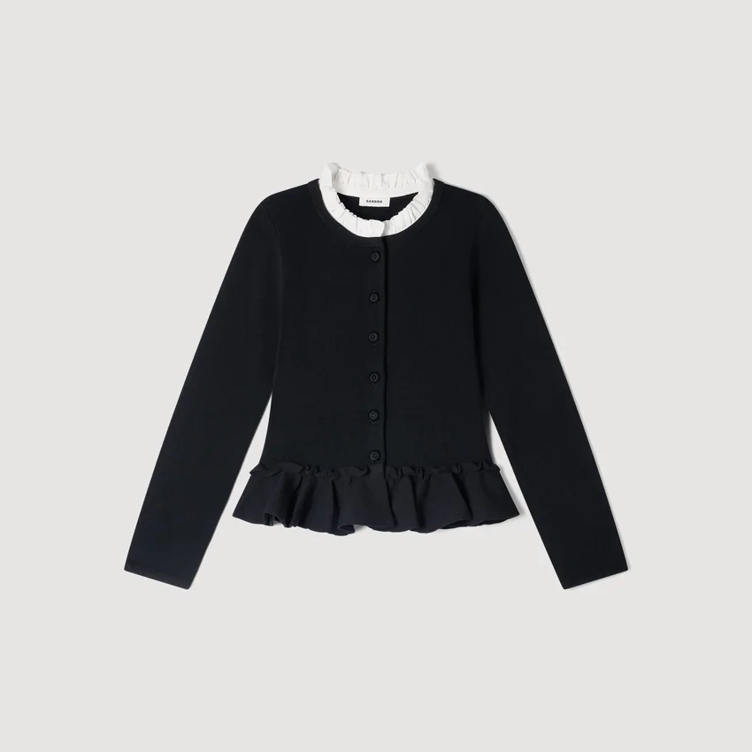 Removable collar peplum cardigan Removable collar peplum cardigan