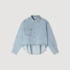 Rhinestone cropped denim shirt Rhinestone cropped denim shirt