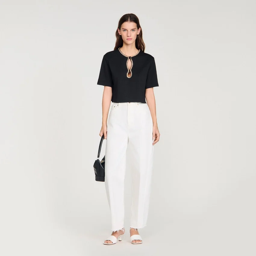 Rhinestone cropped T-shirt Rhinestone cropped T-shirt