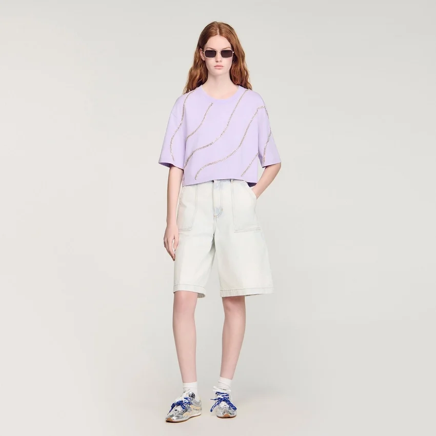 Rhinestone cropped T-shirt Rhinestone cropped T-shirt