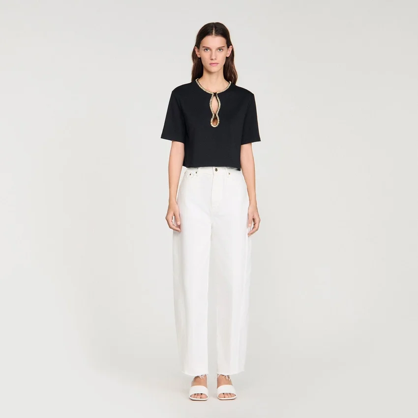 Rhinestone cropped T-shirt Rhinestone cropped T-shirt