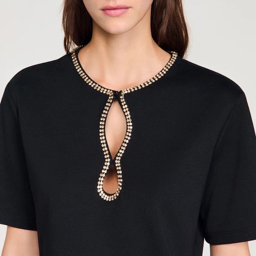 Rhinestone cropped T-shirt Rhinestone cropped T-shirt
