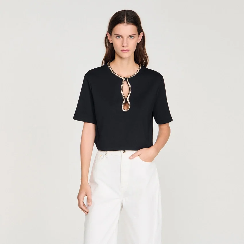 Rhinestone cropped T-shirt Rhinestone cropped T-shirt
