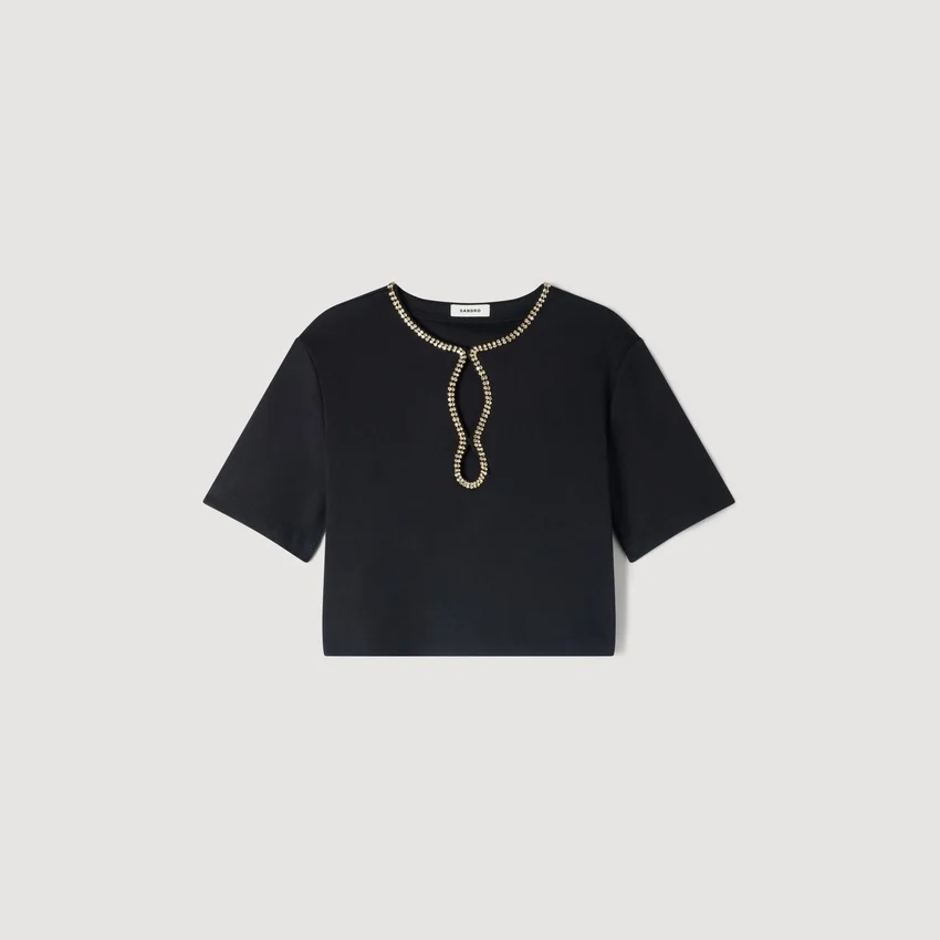 Rhinestone cropped T-shirt Rhinestone cropped T-shirt
