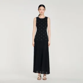 Rhinestone flower print maxi dress