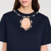 Rhinestone openwork T-shirt Rhinestone openwork T-shirt