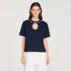 Rhinestone openwork T-shirt Rhinestone openwork T-shirt