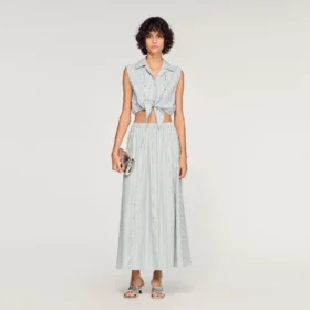Rhinestone striped maxi skirt