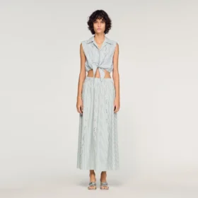 Rhinestone striped maxi skirt