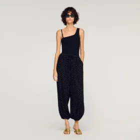 Rhinestone wide-leg trousers