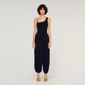 Rhinestone wide-leg trousers