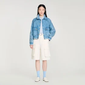 Rib-trimmed denim jacket