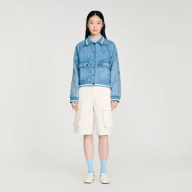 Rib-trimmed denim jacket