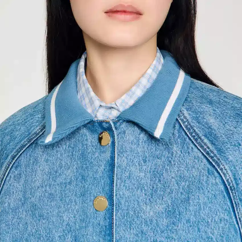 Rib-trimmed denim jacket Rib-trimmed denim jacket