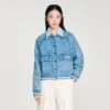 Rib-trimmed denim jacket Rib-trimmed denim jacket