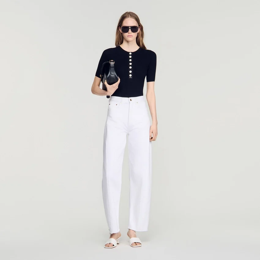 Ribbed button placket knit top Ribbed button placket knit top