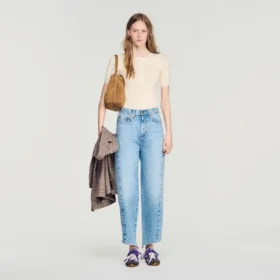 Ribbed button placket knit top