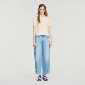 Ribbed button placket knit top