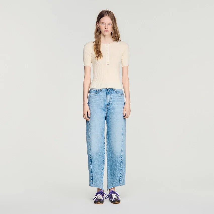 Ribbed button placket knit top Ribbed button placket knit top
