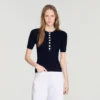 Ribbed button placket knit top Ribbed button placket knit top