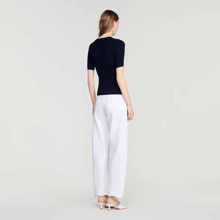 Ribbed button placket knit top Ribbed button placket knit top