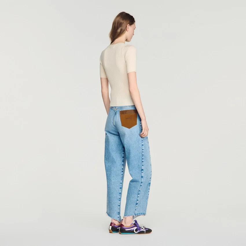 Ribbed button placket knit top Ribbed button placket knit top
