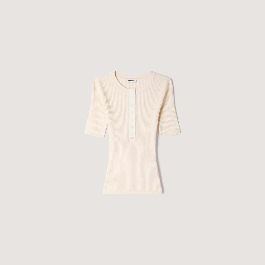 Ribbed button placket knit top Ribbed button placket knit top