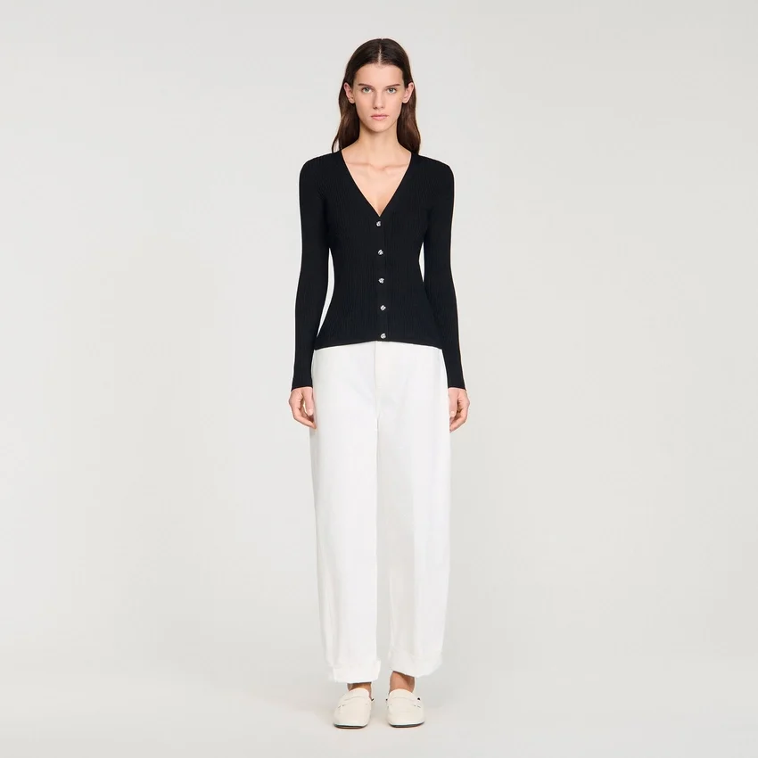 Ribbed cardigan with fancy buttons Ribbed cardigan with fancy buttons
