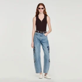 Ribbed knit polo bodysuit