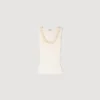 Ribbed knit top with beaded roses Ribbed knit top with beaded roses