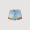 Riveted denim and suede shorts Riveted denim and suede shorts
