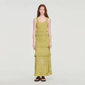 Ruffled knit maxi dress