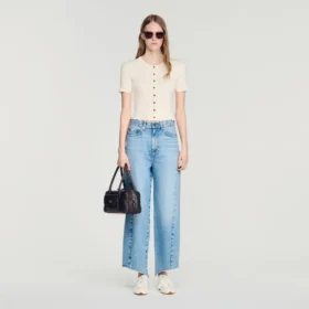 Ruffled rib knit shirt