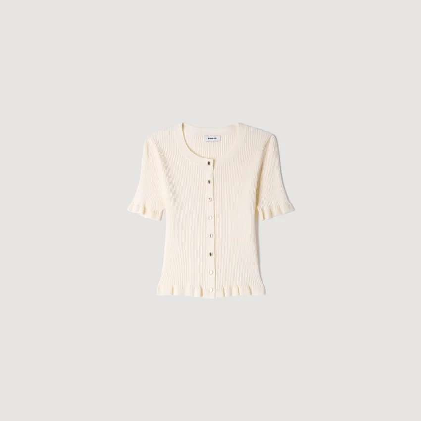 Ruffled rib knit shirt Ruffled rib knit shirt