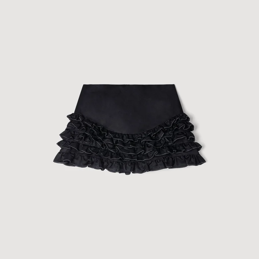 Ruffled skort with topstitching Ruffled skort with topstitching