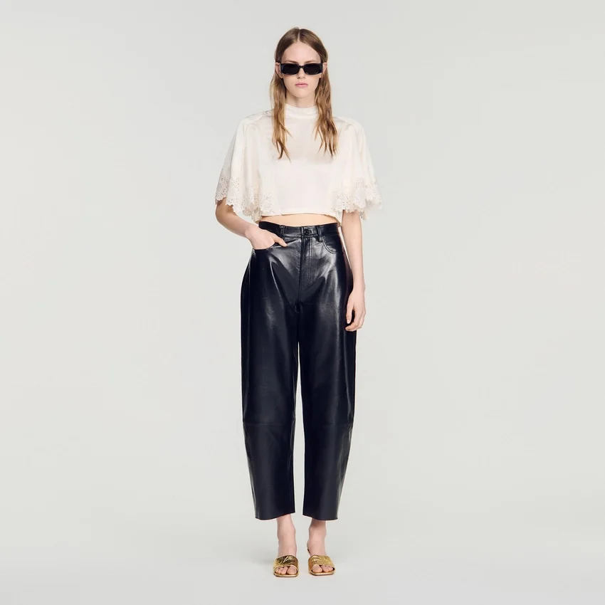 Satin cape-effect crop top Satin cape-effect crop top