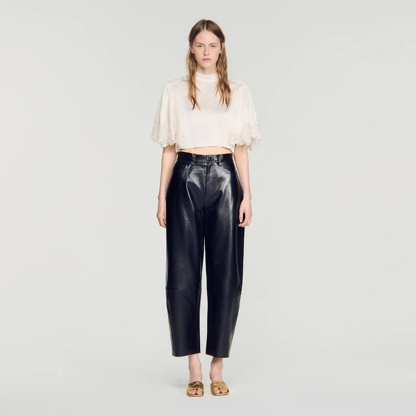 Satin cape-effect crop top Satin cape-effect crop top