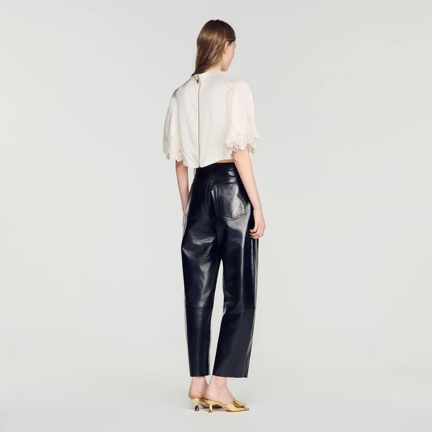 Satin cape-effect crop top Satin cape-effect crop top