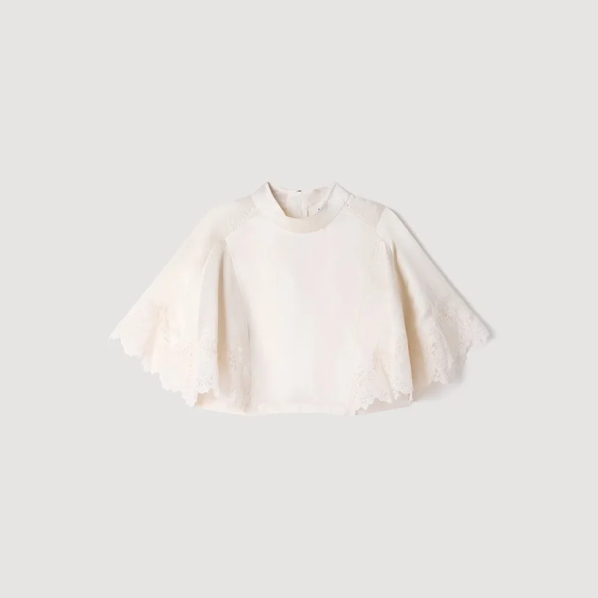 Satin cape-effect crop top Satin cape-effect crop top