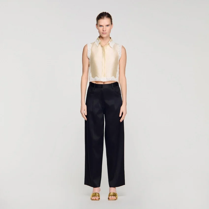 Satin-effect wide-leg trousers Satin-effect wide-leg trousers