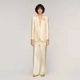 Satin jacket with flower detail