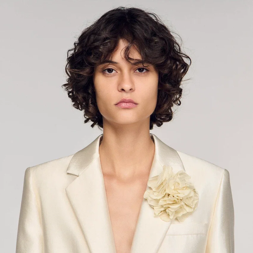 Satin jacket with flower detail Satin jacket with flower detail