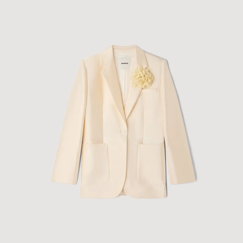 Satin jacket with flower detail Satin jacket with flower detail