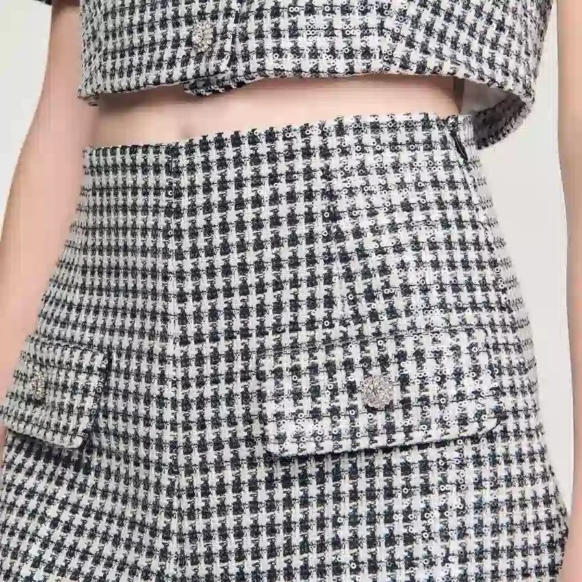 Sequin houndstooth tweed shorts Sequin houndstooth tweed shorts