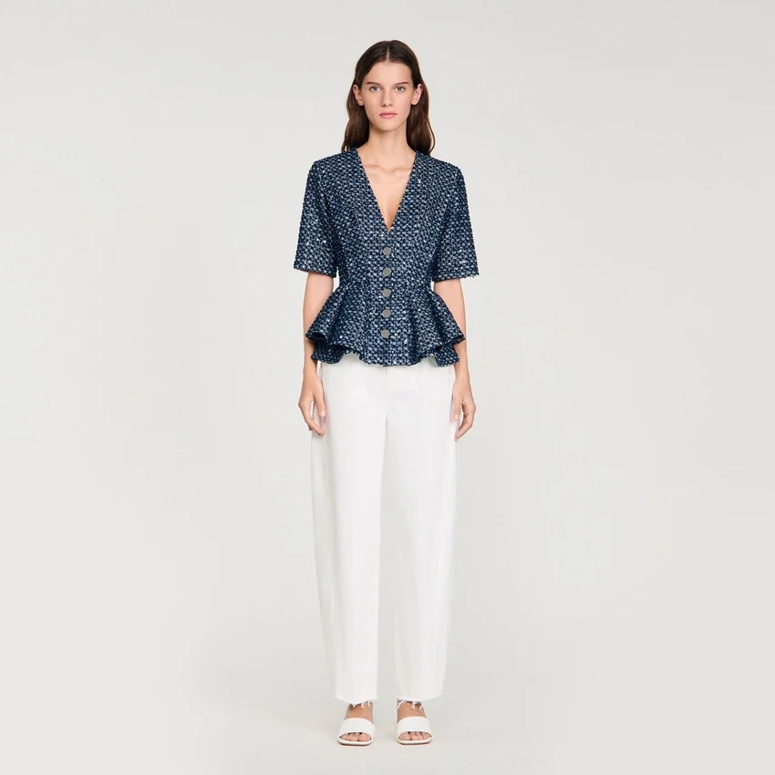 Sequinned peplum top Sequinned peplum top