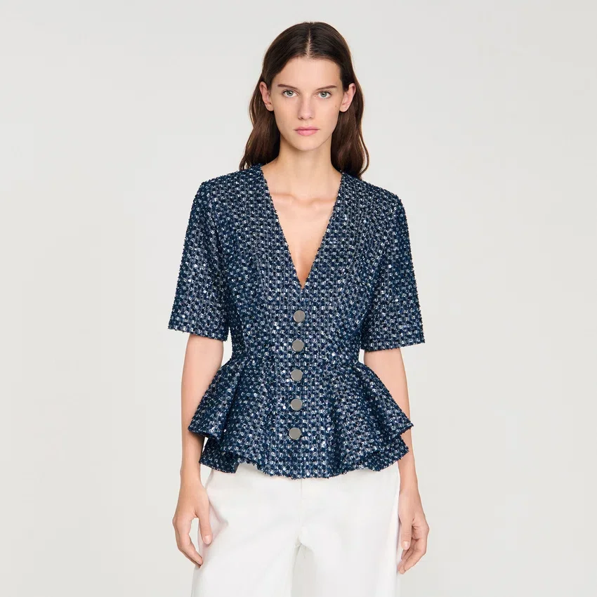 Sequinned peplum top Sequinned peplum top