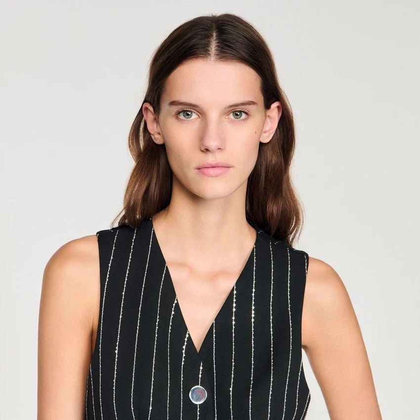 Sequinned striped vest Sequinned striped vest